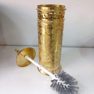 Porta scopino per WC in ottone marocchino artigianale, scopino per WC in ottone non laccato, scopini per WC, arredamento bagno marocchino