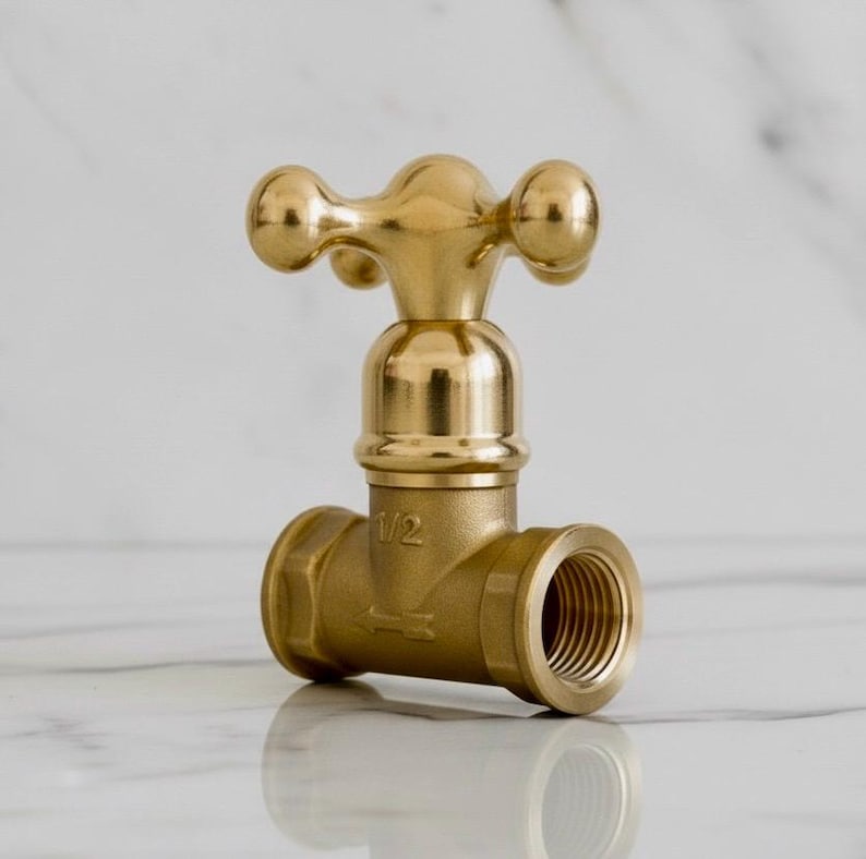 Handgjort kranhandtag i massiv mässing med ventil - US Plumbing bild 3