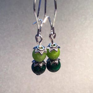 Green Tiger&#39;s Eye and Peridot Earrings: Handmade Dangle Earrings with Hypoallergenic Hooks