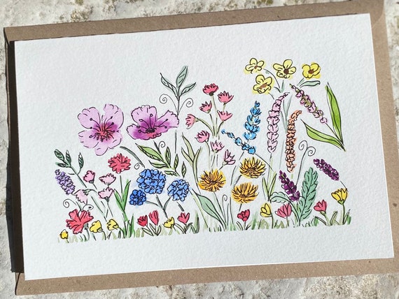 Hand painted card using watercolour and ink.  A truly original piece of art.