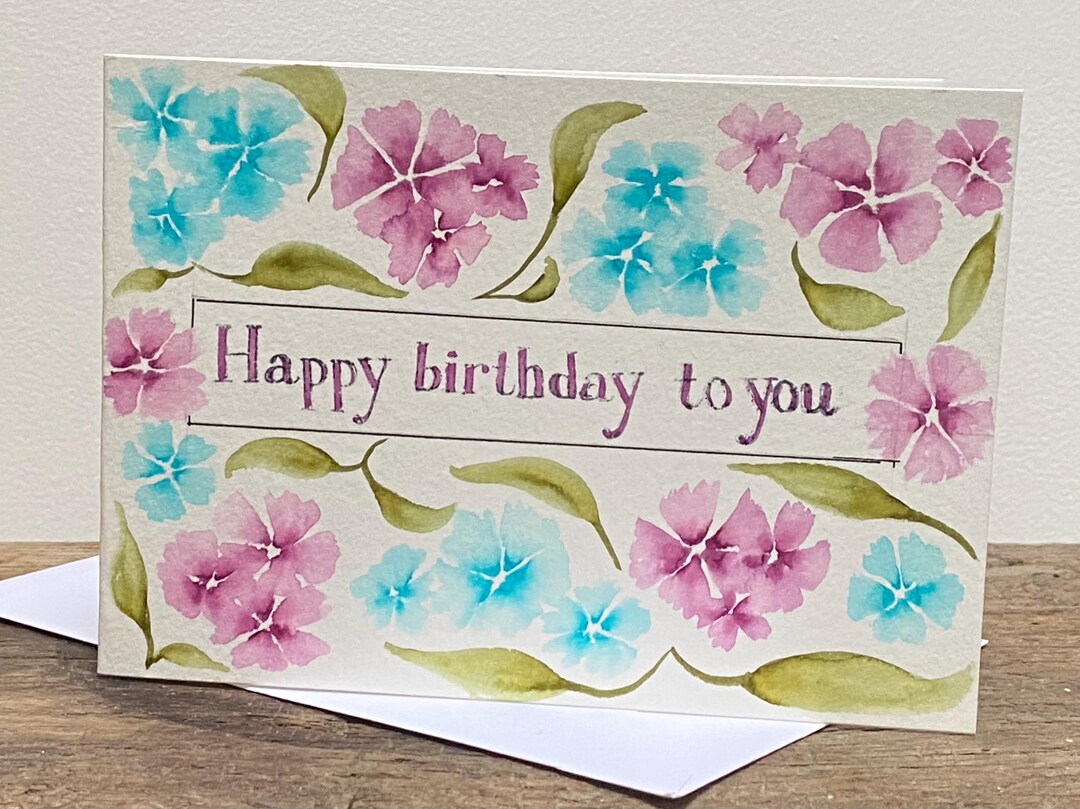 Hand Painted Floral Birthday Card – Watercolour Design - Etsy