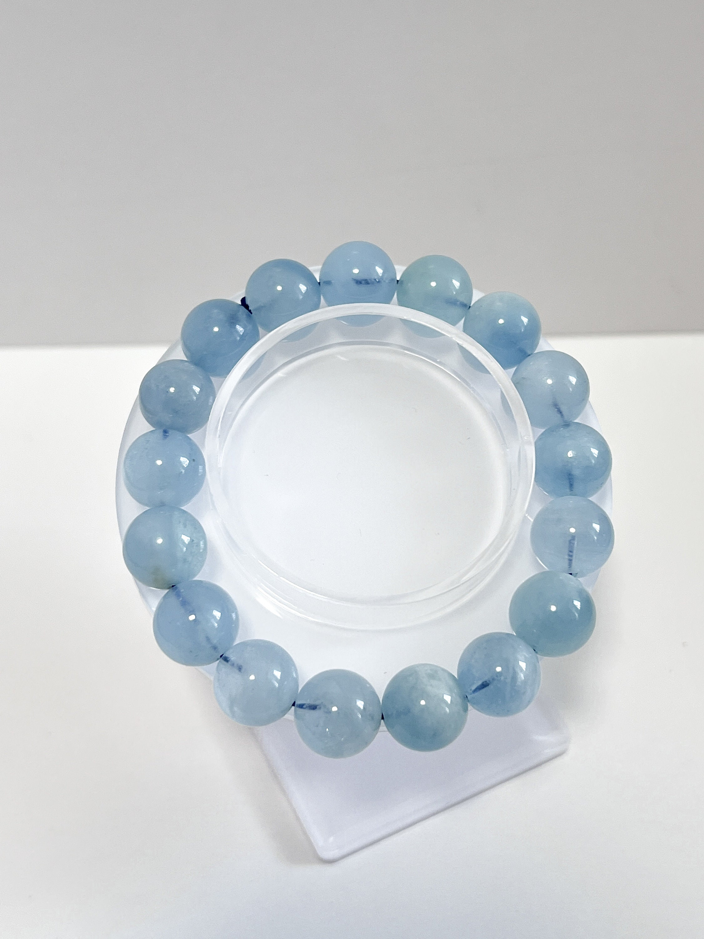 Natural Light Blue Aquamarine Crystal Bracelet 12.5MM, Unique Sky Blue ...