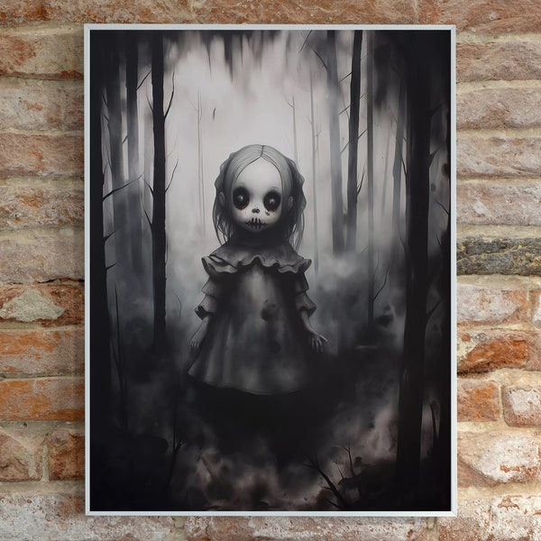 The Haunted Doll, Cursed, Digital Art, Printable, Creepy Doll, Decor, Oddities, Haunted Object, Dark, Haunted, Digital Download, Home Decor