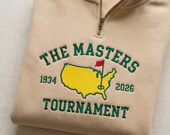 Embroidered Masters Golf Quarter Zip, Augusta National Tournament Sweatshirt, Champion Golfer Shirt, Golf Fan Apparel, Spring Golf Gifts