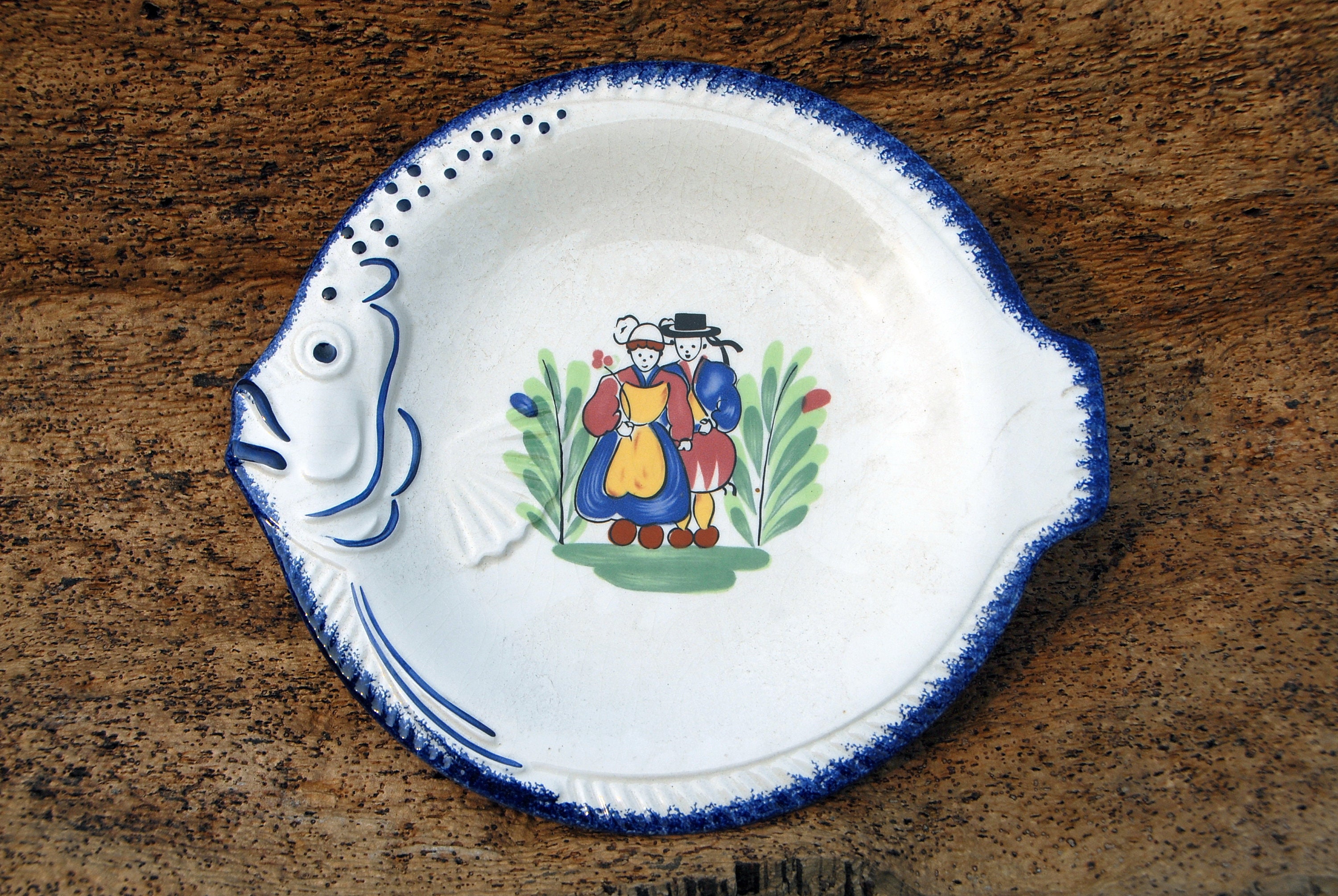 Bol breton bol prénom Gaby Faïence de Pornic peint à la main motif  traditionnel vintage Made in France -  France