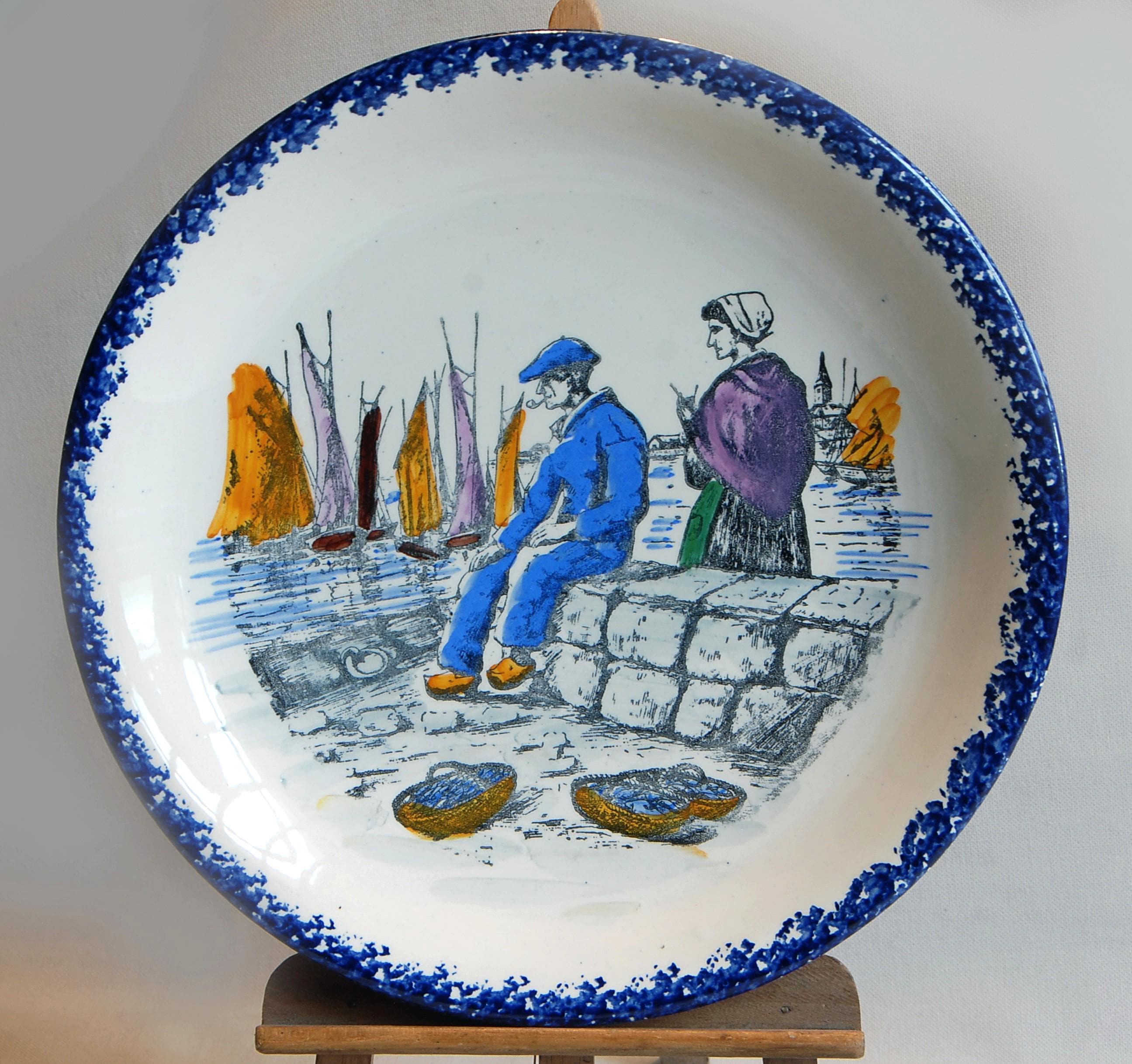 Assiette mural couple breton - Décoration
