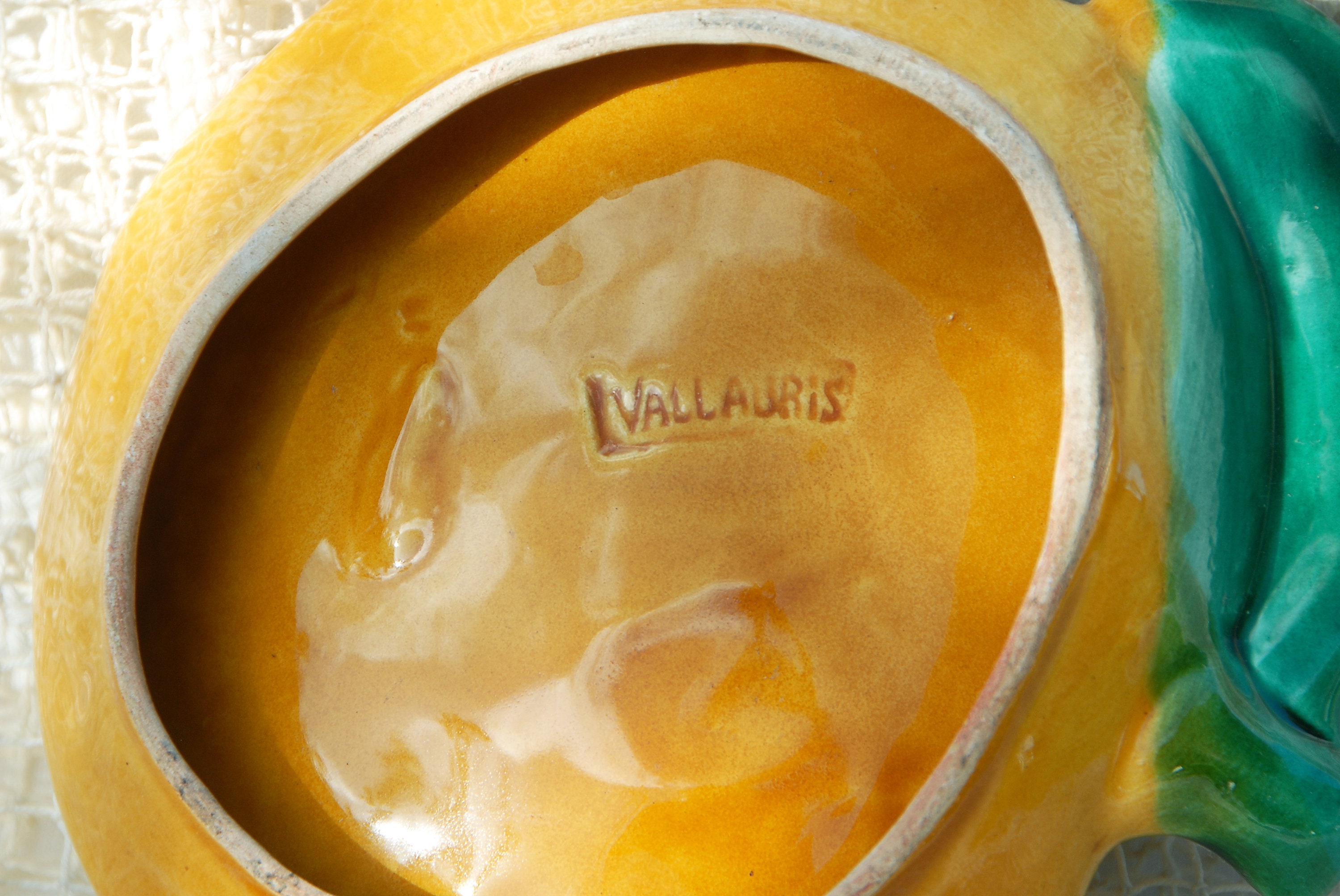 Vide-poche Céramique Vallauris Vintage - Forme Pomme, Couleurs Orange Et Vert - Années 70