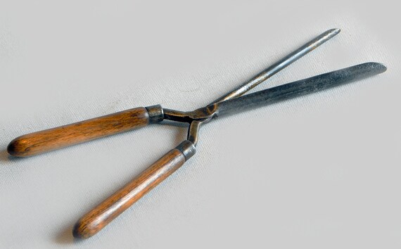 Vintage Metal Curling Iron Wooden Handles Etsy