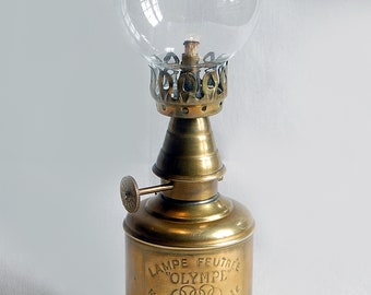 Lampe feutrée "OLYMPE" en laiton essence minérale et son verre.