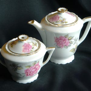 Azucarero y lechera vintage de porcelana de Limoges "F. Legrand".