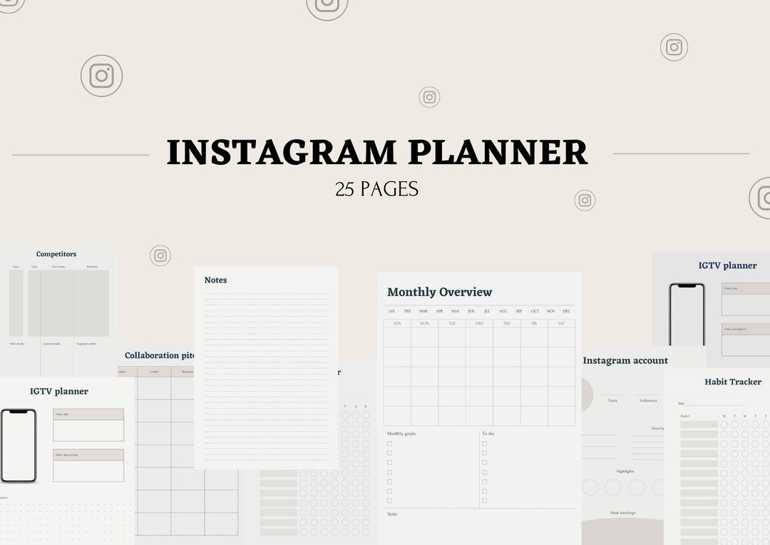 Digital Instagram Planner, Printable Social Media Planner, Business ...