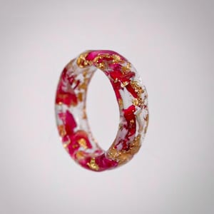 Rose Rouge~ Red Flower Ring/Real Dried Rose Flower & Gold Flakes Encased in Bio-Resin/Handmade/8 Colors/ Unique Gift for Her