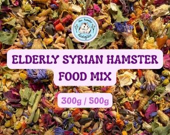 The Hamster Mixologists Elderly Syrian Hamster Food (300g or 500g) – Natural, Unprocessed and Nutritionally Complete
