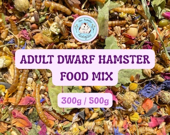 The Hamster Mixologists Adult Dwarf Hamster Food (300g or 500g) – Natural, Unprocessed and Nutritionally Complete