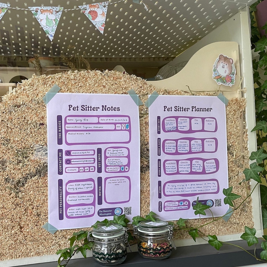 Taking Notes Hamostr The Hamster Mixologists Printable Pet Sitter Notes & Planner - Simple ...
