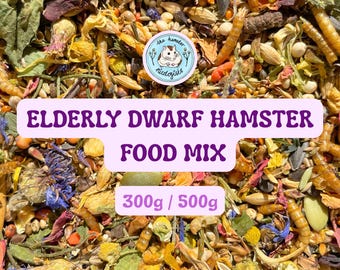 Alimento para hámsteres enanos ancianos The Hamster Mixologists (300 g o 500 g) – Natural, sin procesar y nutricionalmente completo.