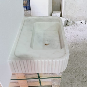 Carrara Marble Sink, Wall Mounted  Sink, Carrara Sink, Bathroom Sink, Carrara Marble Sink, Marble Wall Mounted Bathroom Sink