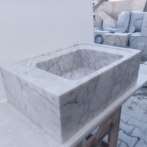 Custom Order Carrara Marble Sink, Wall Mount Sink, Bathroom Sink,  Marble Washbasin, Wall Mount Sink, Farmhouse Sink, Powder Room Sink