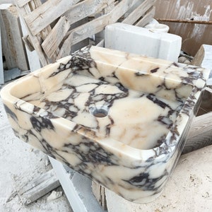 Calacatta viola Marble Sink, Wall Mount Marble Sink, Marble Bathroom Sink, Powder Room Sink, Kitchen Sink, Marble Sink, Calacatta Sink
