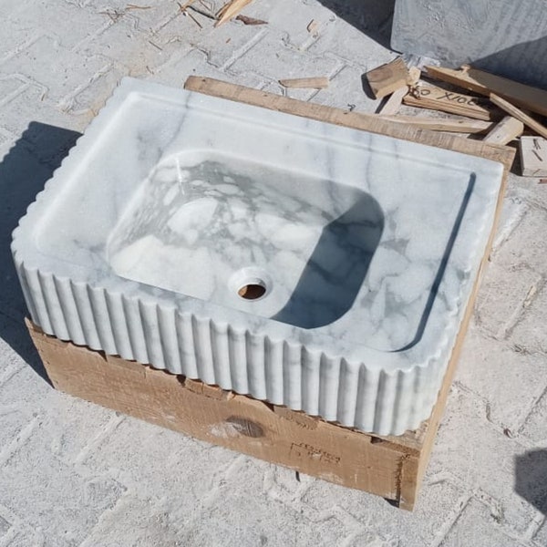 Carrara Marble Sink, Wall Mount Sink, Carrara Sink, Bathroom Sink, Custom Carrara Marble Sink, Marble Sink, Bathroom Decor