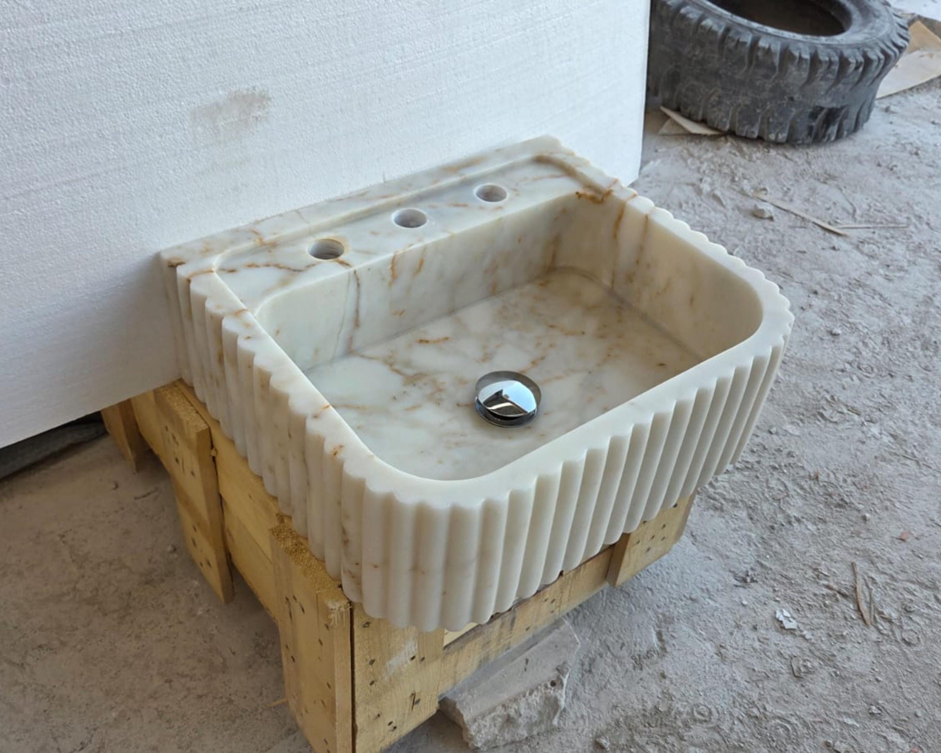 Ready To ship! Calacatta Viola Gold, Marble Sink, Wall Mounted Sink, Bathroom Sink, Marble Sink, Calacatta Marble Sink, Kitchen Sink, Sink