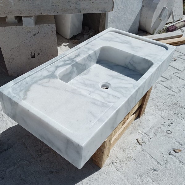 Carrara Marble Sink, Wall Mounted Marble Sink, Marble Bathroom Sink, Carrara Sink, Marble Vessel Sink, Sink Top, Kitchen Sink