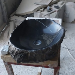 Nero Marquina Marble Sink, Nero Marquina Sink, Bathroom Decor, Black Marble Sink, Bathroom Sink, Handmade Nero Marquina Marble Sink
