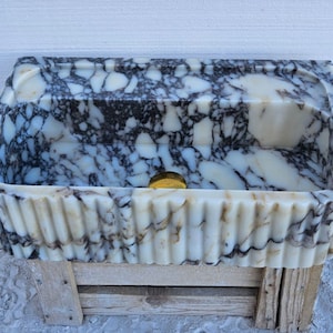 Calacatta Viola Antique Marble Sink, Wall Mount Sink, Bathroom Decor, Calacatta Sink, Custom Calacatta Sink, Bathroom Sink, Calacatta Stone