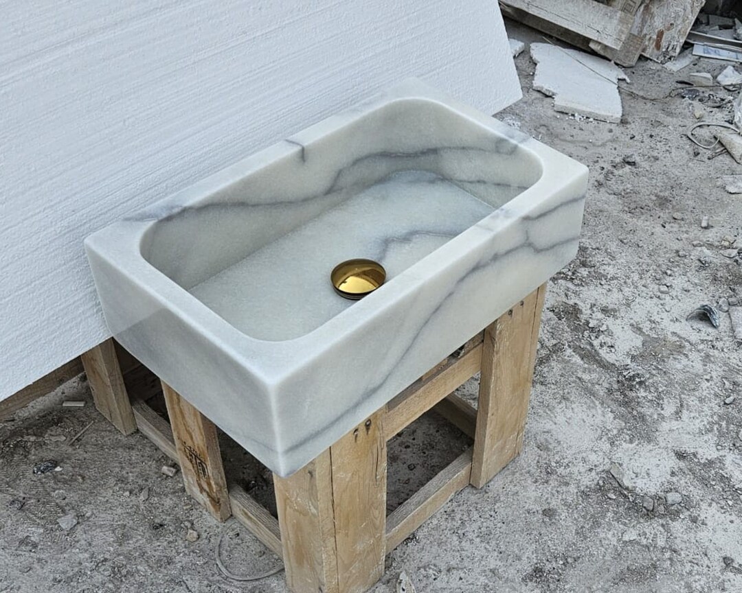 Ready to Ship Carrara Marble Sink, Wall Mounted Marble Sink, Marble ...
