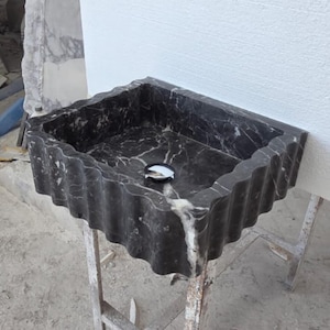 Ready To Ship! Nero Marquina Marble Sink, Nero Marquina Sink, Bathroom Decor, Black Marble Sink, Bathroom Sink, Handmade Nero Marquina Sink