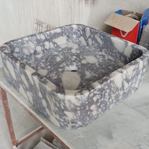 Calacatta Viola Marble Sink, Wall Mount Sink, Bathroom Decor, Calacatta Sink, Custom Calacatta Sink, Bathroom Sink, Calacatta Marble Sink