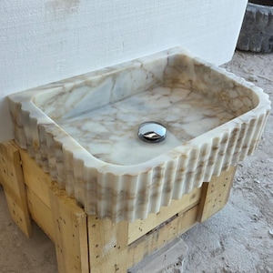 Klaar voor verzending! Calacatta-altviool goud, marmeren gootsteen, wandgemonteerde gootsteen, wastafel badkamer, marmeren gootsteen, Calacatta marmeren gootsteen, gootsteen, gootsteen