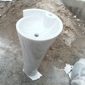 Carrara Pedestal Marble Sink, Carrara Sink, Bathroom Sink, Custom Carrara Marble Sink, Marble Sink, Bathroom Decor, Carrara Pedestal Sink