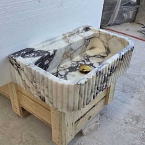 Calacatta Viola Antique Marble Sink, Powder Room Sink, Wall Mounted Sink, Calacatta Sink, Farmhouse Sink, Marble Sink, Bathroom Sink, Sink