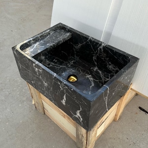 Nero Marquina Marble Sink, Nero Marquina Sink, Bathroom Decor, Black Marble Sink, Bathroom Sink, Handmade Nero Marquina Marble Sink