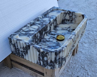 Ready To Ship! Calacatta Viola Antique Marble Sink, Wall Mount Sink, Bathroom Decor, Calacatta Sink, Custom Calacatta Sink, Bathroom Sink