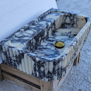 Calacatta Viola Antique Marble Sink, Powder Room Sink, Wall Mounted Sink, Calacatta Sink, Farmhouse Sink, Marble Sink, Bathroom Sink, Sink