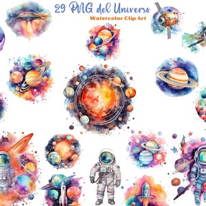Univers galaxies et planètes clipart, 29 images de planètes astronautes lunes et étoiles PNG fond transparent pour l'impression par sublimation