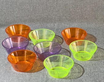 Bunte Kompottschälchen, Dessert Schale, Plaste 8 Stück DDR Trusioma, Vintage, Space Age, Ostalgie