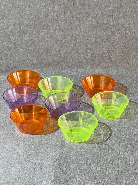 Bunte Kompottschälchen, Dessert Schale, Plaste 8 Stück DDR Trusioma, Vintage, Space Age, Ostalgie