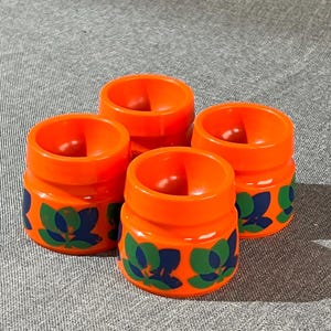 4 egg cups, plastic egg cups, GDR, Ostalgie, breakfast egg, boiled egg