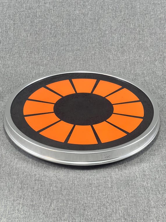 Tortenplatte drehbar, Tortenteller, Kuchenplatte, Kuchenuntersetzer, Tortenständer, DDR, vintage, Ostalgie, braunorange