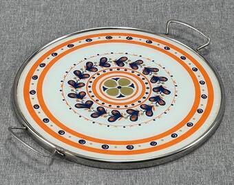 Cake plate with handles, cake stand, cake plate, cake base, cake stand, GDR, vintage, Ostalgie, colorful ceramic