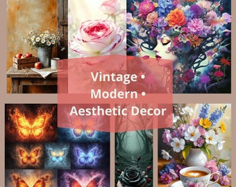 100 Floral Printable Wall Art • Botanical Flower Prints (Instant Download)