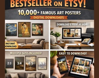 10000+ Famous Paintings Printable Wall Art Bundle, Museum Art Collection, Vintage Posters, High Resolution Digital Download