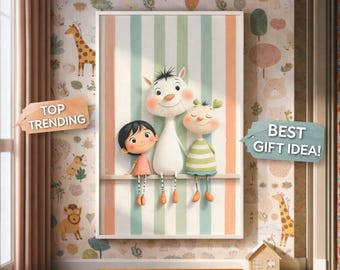 100 Nursery Wall Art Prints, Kids Animal Posters, Baby Room Decor (Digital Download)