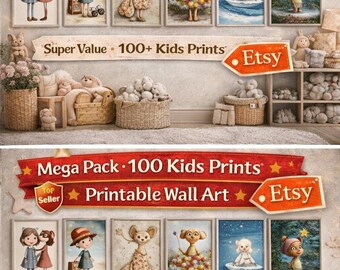 100 Animal Nursery Posters Bundle: Boho Kids Wall Art (Digital Download)