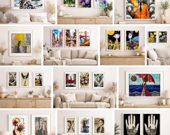 100 City Prints Bundle, World Travel Posters, Living Room Decor (Digital Download)