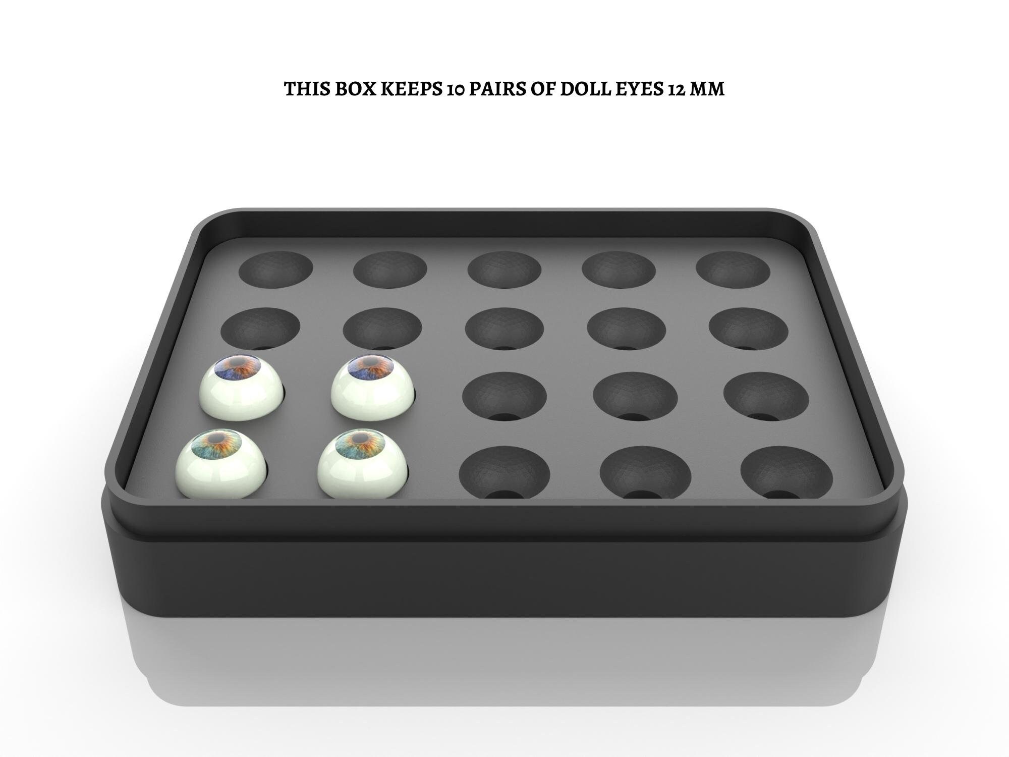 3D Printable Doll Eyes Storage Box STL File 12mm Eye Organizer for Doll 3D Printable Doll Eyes Storage Box STL File 12mm Eye Organizer for Doll