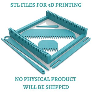 Weaving Loom Set - STL files for 3D printing - 18x18cm (7x7in) Loom, Shuttle, Combs & Needles for Beginners, Kids and Small Projects